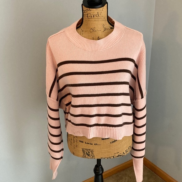 Free People Sweaters - Free People Striped Cropped Sweater Women Size M